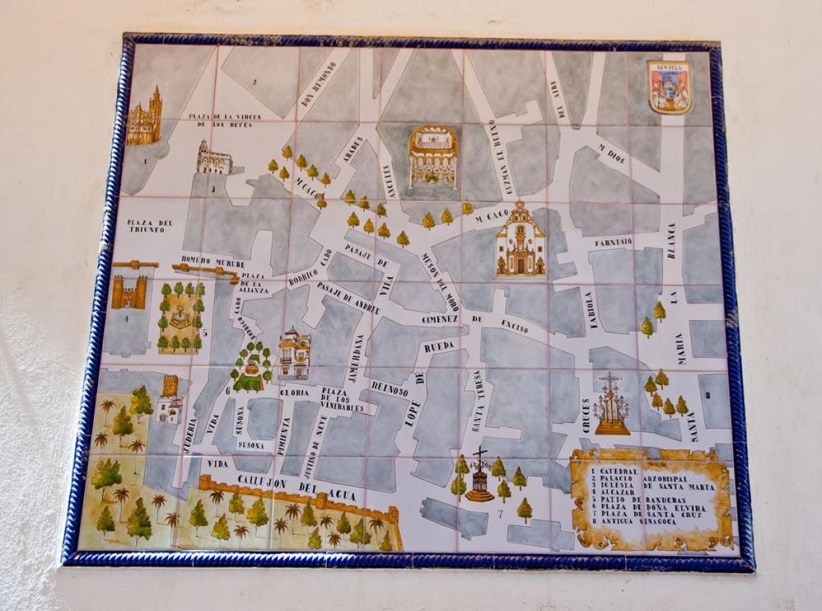 mapa de barrio xudeu Sevilla