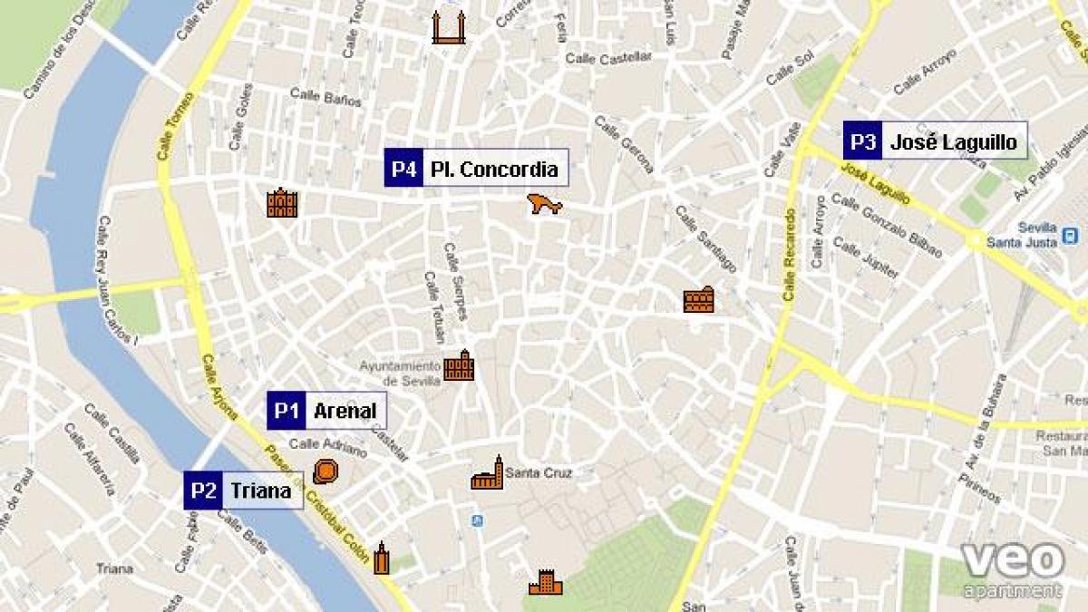mapa de Sevilla aparcamento