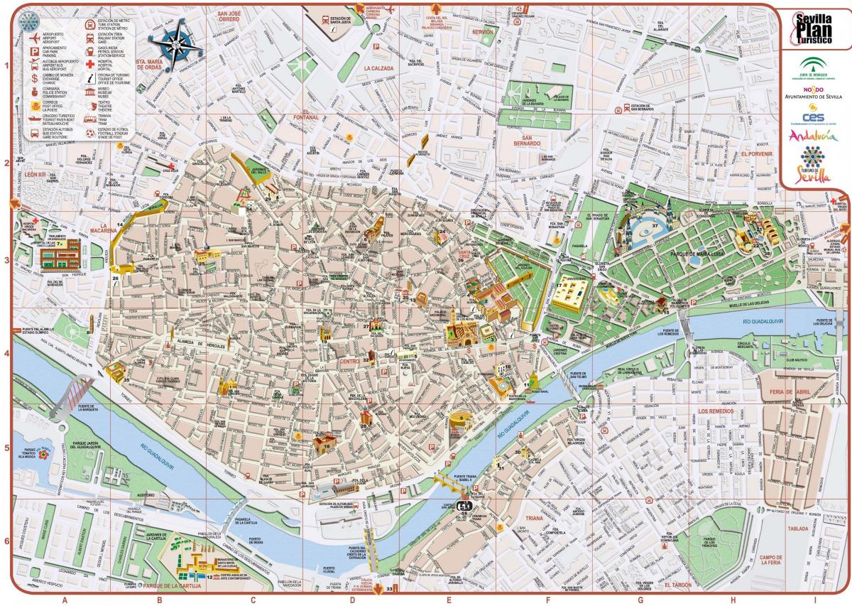 mapa de Sevilla centro da cidade 