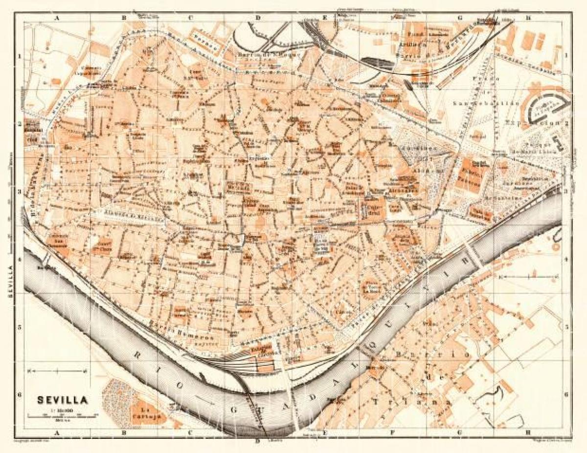mapa da cidade vella, Sevilla, españa