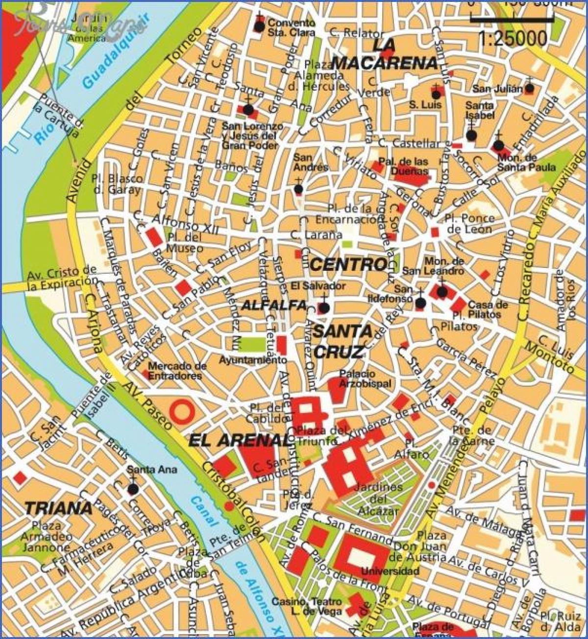 Sevilla españa mapa atraccións turísticas