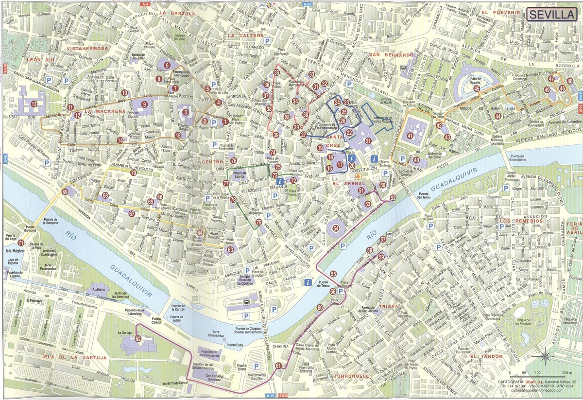 rúa mapa de Sevilla españa
