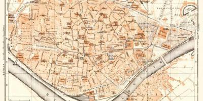 Mapa da cidade vella, Sevilla, españa